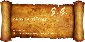 Zahn Gyöngyi névjegykártya